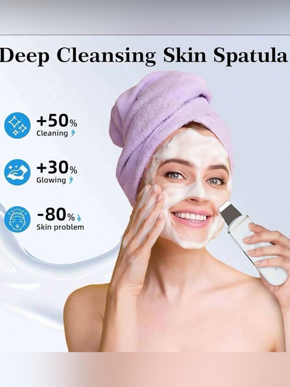 Ultrasonic Skin Scrubber Deep Cleanser - White - Picture 8 of 9